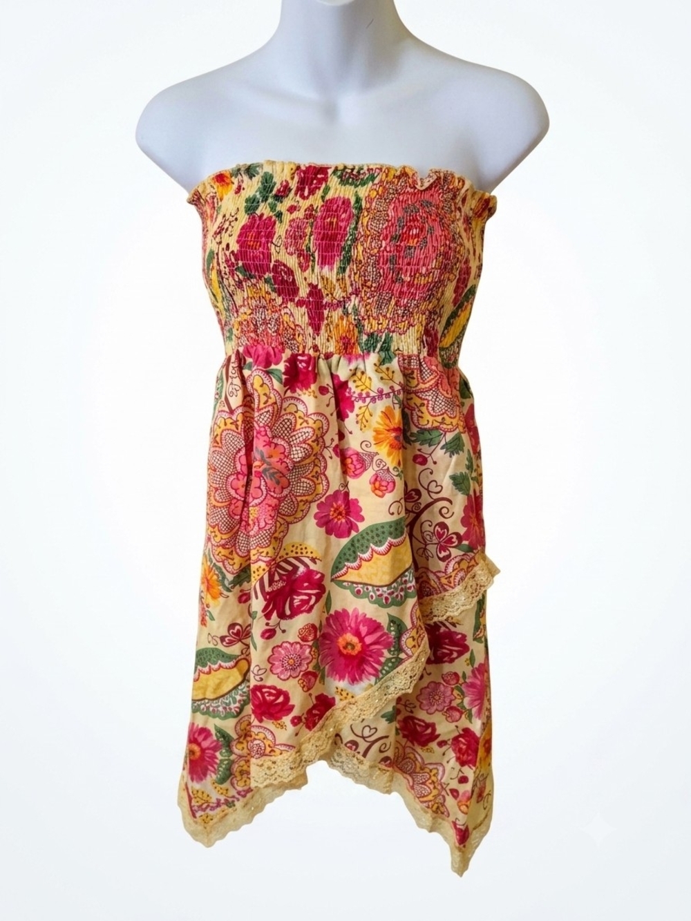 Vintage Deadstock Nwt Strapless Floral Dress